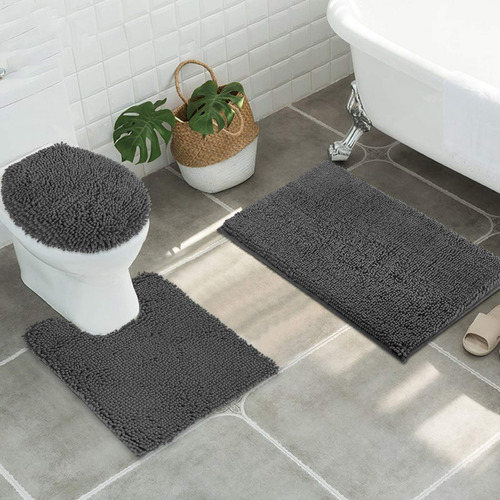 Juego De Alfombrillas De Baño Itsoft Shaggy Chenille, 3 Unid