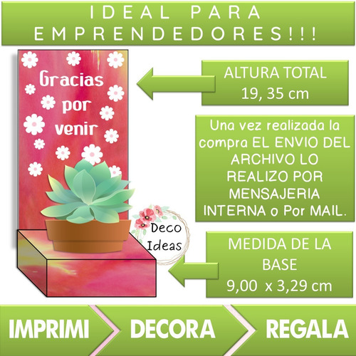 Imagen 2 de 4 de Kit Imprimible 05 Caja Porta Maceta Frase Gracias Por Venir