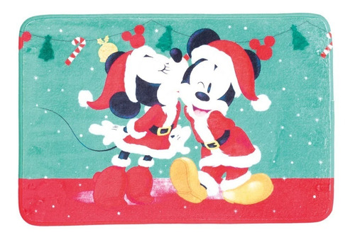 Tapete Capacho Natalino Mickey E Minnie Mouse Natal Disney Cor Vermelho