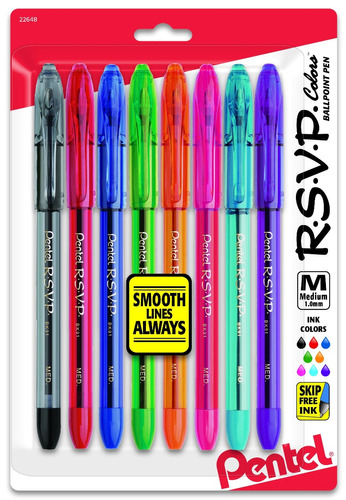 8 X Pentel Med  -rsvp Mini Ballpt Pen Ballpoint Pen...