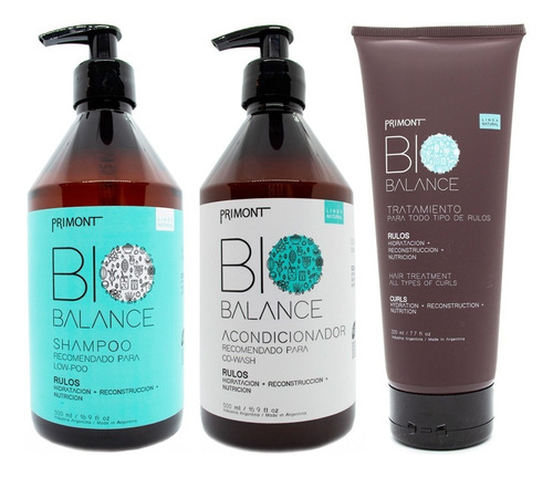 Primont Bio Balance Shampoo Enjuague Tratamiento Vegano Rulo