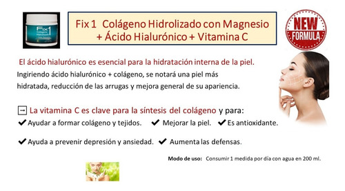 Colágeno Hidrolizado + Ácido Hialurónico + Magnesio + Vit C