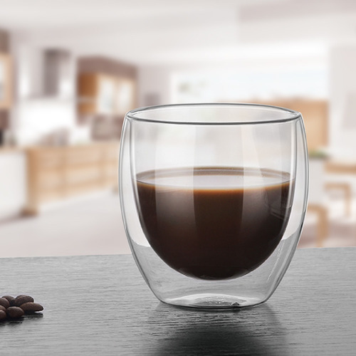 Imagen 6 de 7 de Set 2 Tazas De Vidrio Aislado 80 Ml Doble Pared Cafe, Té