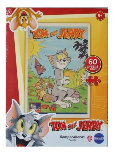 Puzzle Rompecabezas Tom Y Jerry Leyendo 60 Piezas Vulcanita 