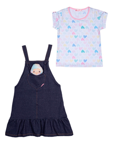 Salopete Com Bonequinha E Blusa Ma0212 +roupa Boneca Marthiê
