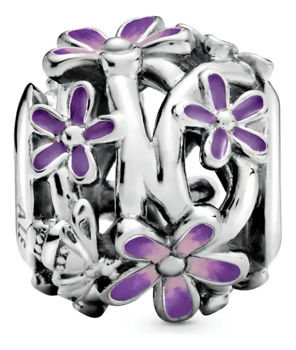 Charm Calado Margarita Morada Color Plata