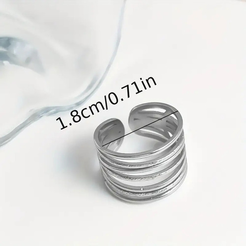 Anillo Dajustable Geométrico Grande Acero Inoxidable