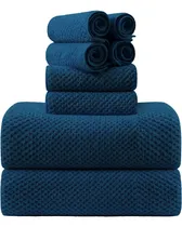 Comprar Juego De Toallas De Baño Azul Marino De 8 Piezas, 2 Toallas
