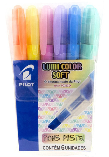 Pincel Marca Texto Lumi Color Pastel 6 Cores Pilot