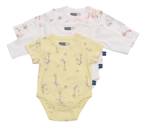 Set 3 Bodys Bebé Niña Algodón Hipoalergénico Mota