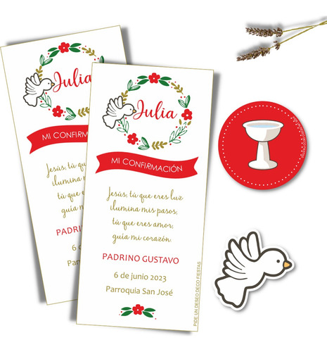 Kit Imprimible Confirmación Rojo Personalizado Decoración
