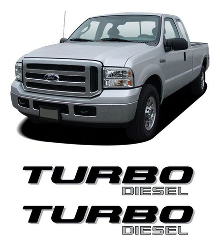 Par Adesivos Turbo Diesel F-250 Ford Preto Prata Caçamba