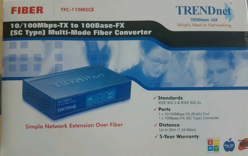 Trendnet Msce Un Convertidor Medio Fibra Multimodo