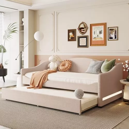 Sofá cama individual, sofá cama con nido y rieles de madera de primera  calidad para sala de estar y dormitorio (expreso)