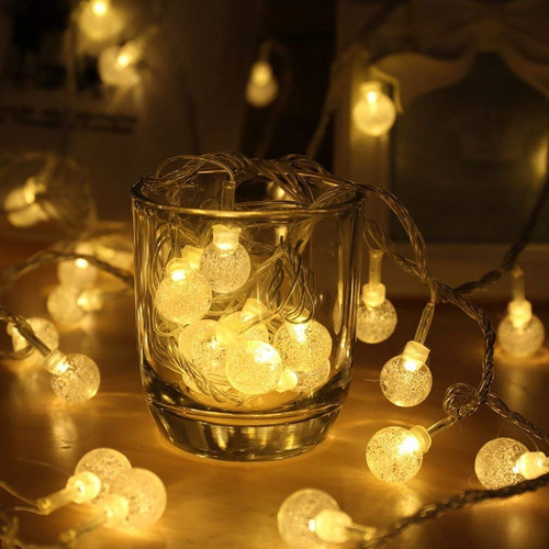 Luces Decorativas 20 Led Bolita Cristal 2 Metros A Pila
