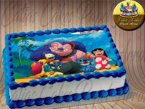 Lilo & Stitch Papel De Arroz Para Bolo Comestível 20 X 30 Cm