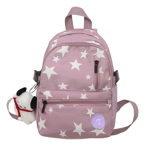 Mochila De Estudiante De Escuela Secundaria Con Estampado De Estrellas Con Colgante Para Mujer