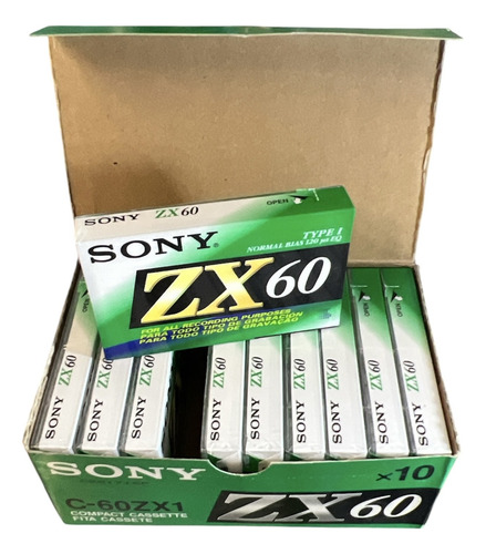 Cassette Sony Zx60 Lote X 10 Unidades Nuevos En Caja Agua