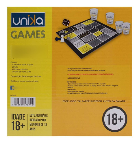 Imagem 6 de 8 de Jogo Do Pileque C/4 Copos Unika Diversão Garantida