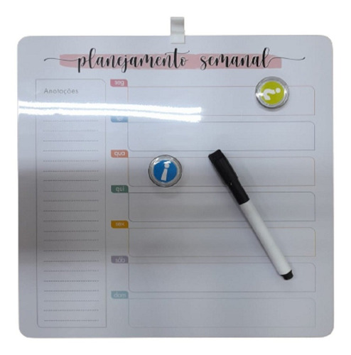 Imagem 2 de 3 de Quadro Planejamento Semanal Lousa Planner Recados Agenda Mag