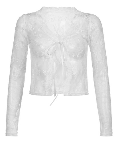 Chaqueta De Punto Transparente Para Mujer  Encaje De Malla