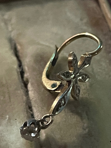 Antiguos Aros En Oro 18 K Con Diamante Talla Antigua 0,10 Ct (Usado)