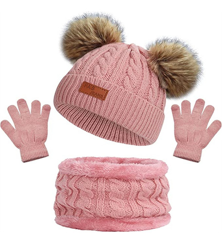 Gorro De Invierno For Niños, Bufanda, Guantes, Niñas, Conjun