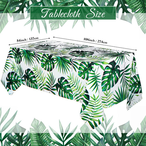 3 Manteles Desechables Rectangulares Verdes Hawaianos Fiesta