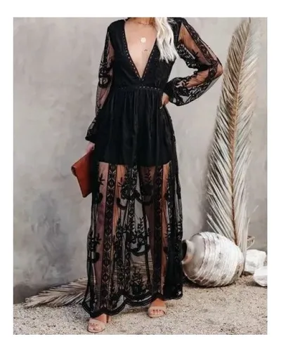 Vestido Bohemio Con Abertura De Boda De Encaje Floral Con Cu