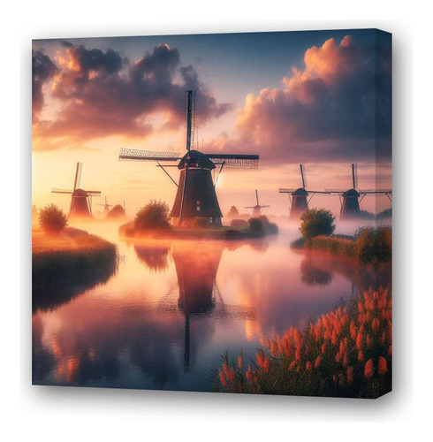 Cuadro 30x30cm Molinos De Viento Kinderdijk Holanda M1