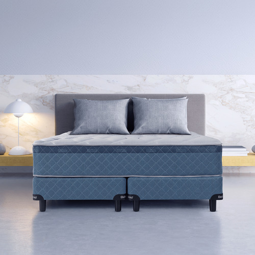 Colchón Y Sommier Belmo Belspring 3 - 1 Plaza 200x100 60 Cm Color Azul