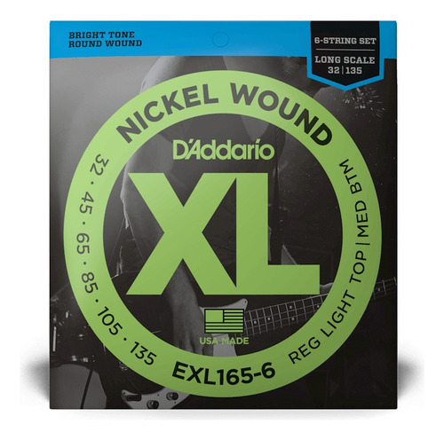 Cuerdas Para Bajo D'addario Nickel 6 Cuerdas 32-135