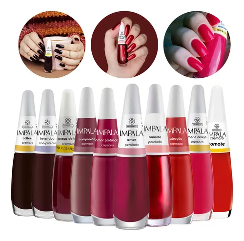 Kit 10 Esmaltes Impala Cores Sortidas Atacado Manicure Cor Sortid...