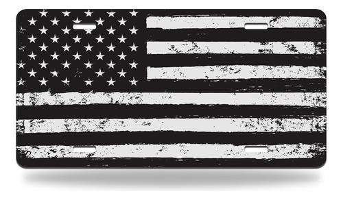 Placa De Matrícula De Bandera De Estados Unidos En Blanco Y 