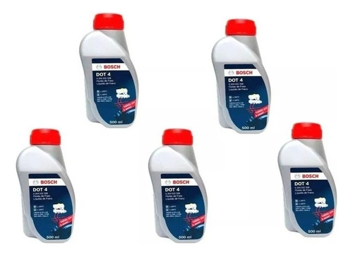 Kit 5 Fluido Oleo De Freio Dot 4 Dot4 Original Bosch 500ml