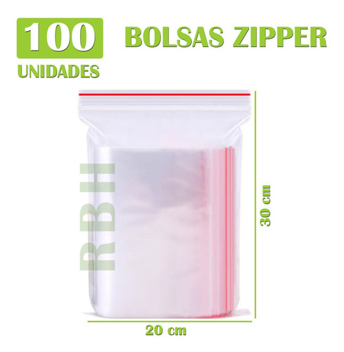 Imagen 1 de 9 de Bolsas Con Cierre Hermético Zipper 20x30 Cm Pack X 100 U