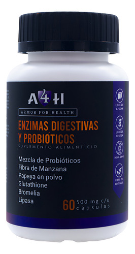 Suplemento Enzimas Digestivas Mezcla Probioticos 60 Caps A4h Sabor Sin Sabor