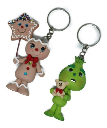 Llavero De Grinch Y Galleta Niño Navidad De Pasta Lv14 Color Verde Oscuro