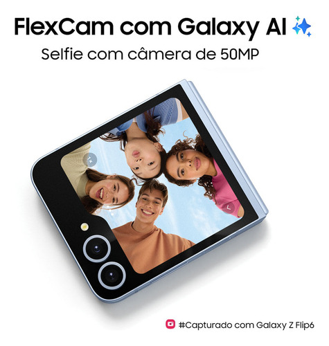 Celular Samsung Galaxy Z Flip6 5g, 256gb, 12gb Ram, Tela 6.7 , Câm. Dupla + Selfie 50mp, Galaxy Ai Cinza - Excelente (Recondicionado)