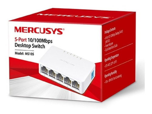 Switch Desktop 5 Puertos 10/100 Mbps Mercusys Modelo Ms105