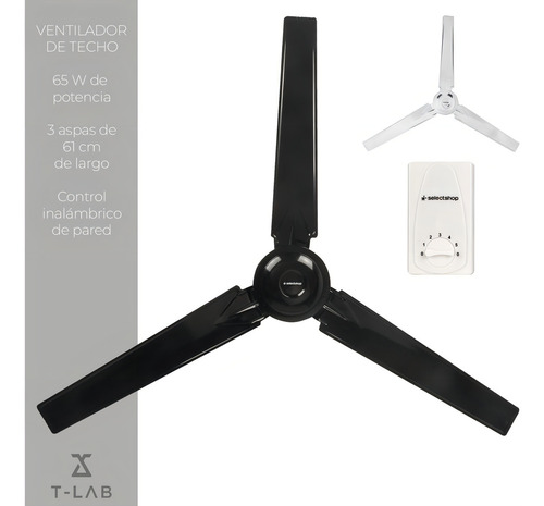 Ventilador Techo Abanico Moderno Aspas Metálicas Hogar Cantidad De Aspas 3 Estructura Negro Aspas Negro Diámetro 56 Frecuencia 60hz Material De Las Aspas Metal