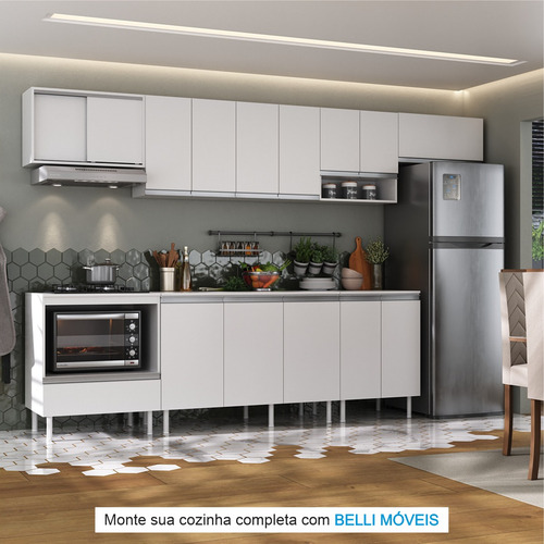 Armario Balcão Cozinha 70cm Mdf 2 Portas Tampo + Prateleira