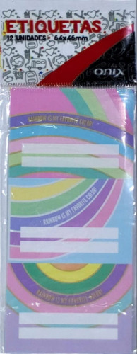 Etiquetas Escolares De Diversos Motivos X12u. Onix Color Multicolor Diseño Impreso Rainbow