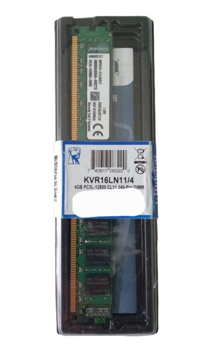 Memoria Ram 4gb Ddr3 Pc3l 12800 Cl11 Kingston 240 Pin Dimm