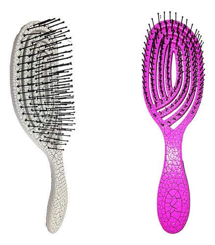 Pack 2 Peine Cepillo Desenredante Laberinto Blanco Fucsia Color Blanco Y Fucsia