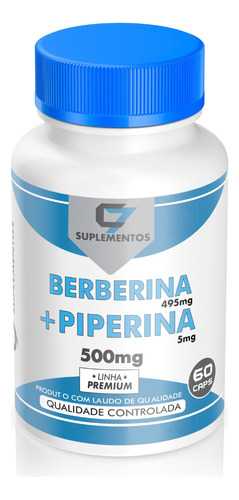 Berberina 500mg + Piperina 15mg 60 Cápsulas