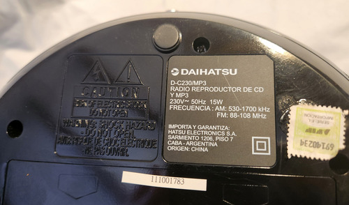 Radio Grabador Mp3 Daihatsu D-c230/mp3 Negro (Usado)