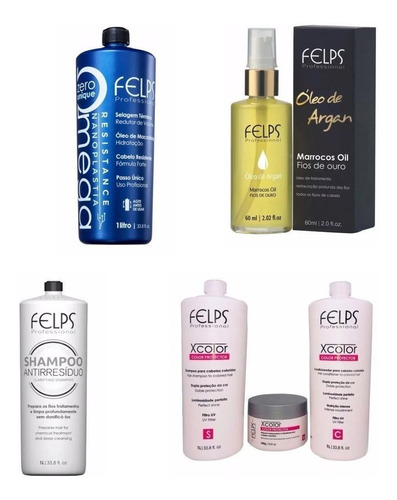 Kit Felps Progressiva+óleo Argan+antirresíduo+kit X Color 