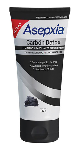 Limpiador Exfoliante Purificante Asepxia Carbón Detox 120 G