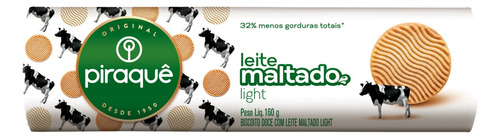 Biscoito Leite Maltado Light Piraquê Pacote 160g
